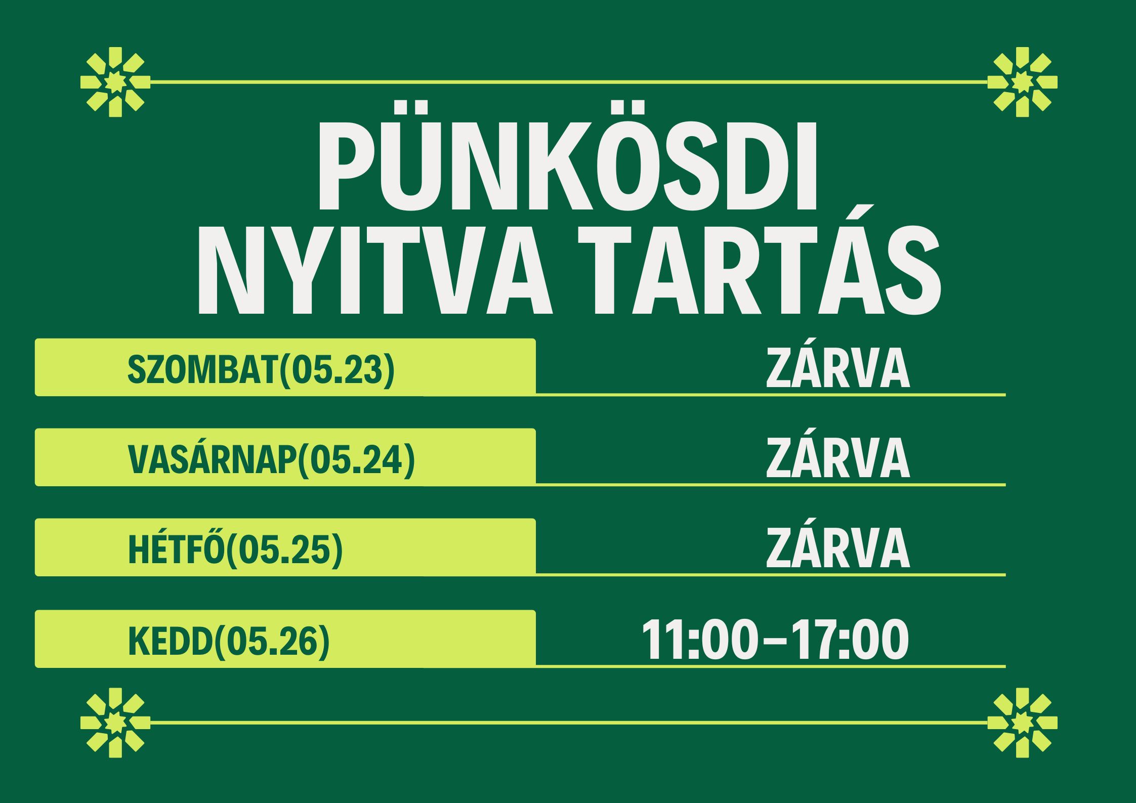 Nyitvatartás